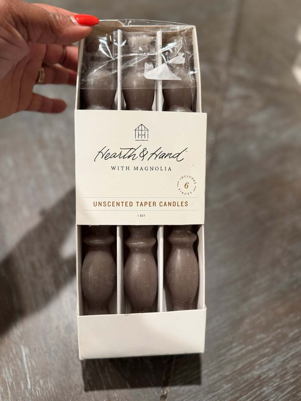 Hearth & Hand with Magnolia 6-Pack 10" Spindle Unscented Taper Candles - Gray